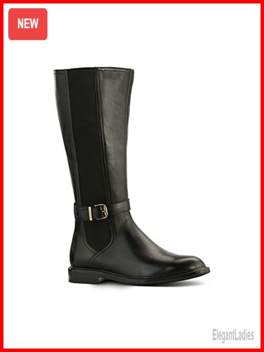 Women's Knee-High Leather Boots Block Heel Cushioned Insole Side Zip